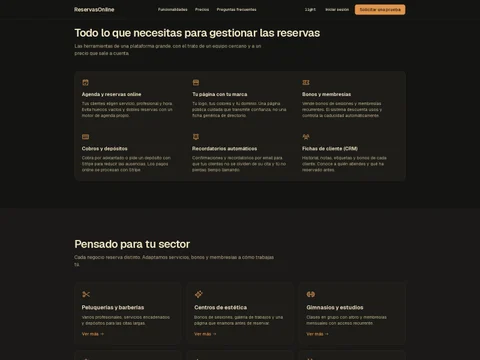 Funcionalidades de ReservasOnline: agenda, cobros, recordatorios y fichas de cliente