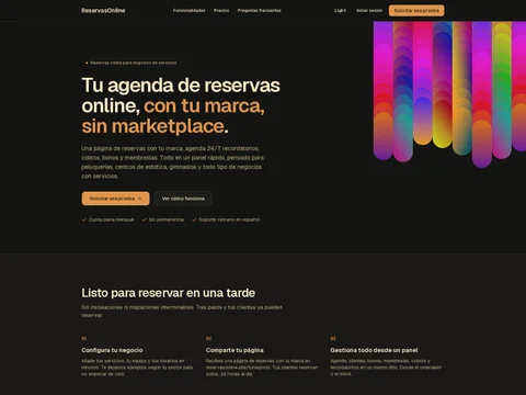 Portada de ReservasOnline: tu agenda de reservas online, con tu marca y sin marketplace