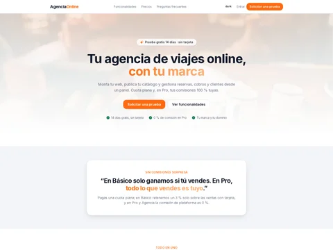 Portada de AgenciaOnline: tu agencia de viajes online, con tu marca