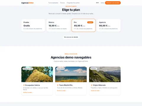 Planes de AgenciaOnline y agencias demo navegables